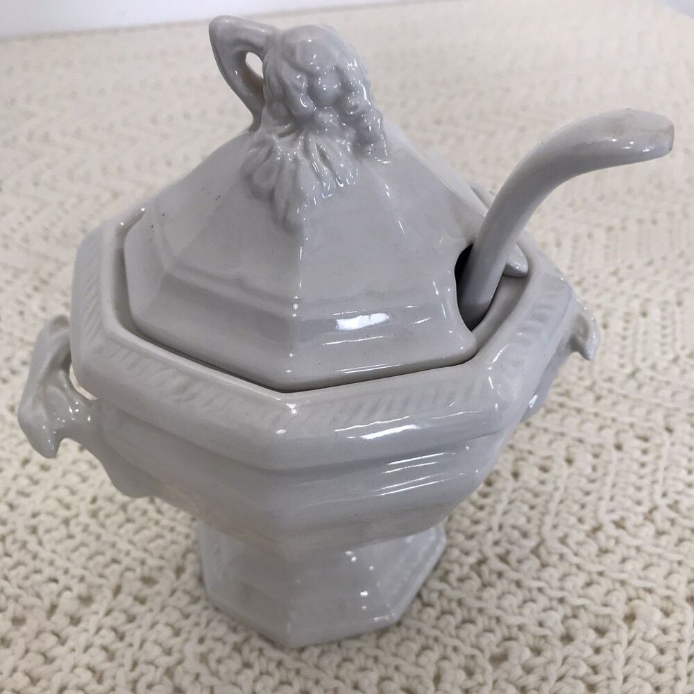 Vintage Red Cliff Ironstone or Chadwick  Miniature Jelly/Sugar Tureen 4.5"